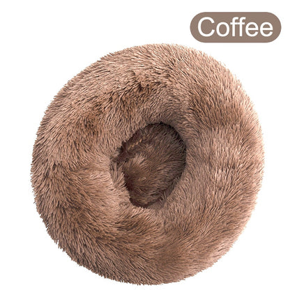 Soft Winter Warm Long Plush Donut Pet Bed