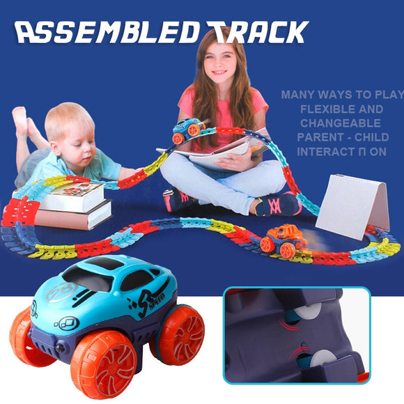 Changeable Track with LED Light-Up Race Car Flexible Assembled Track Birthday Gift for Kids Boys Girls PR Sale