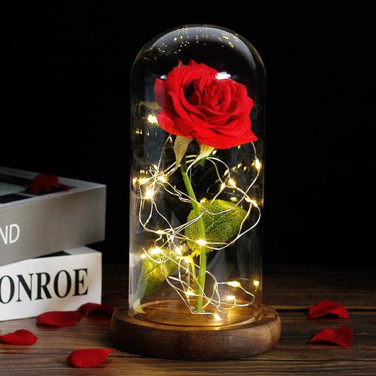 Beauty And The Beast Rose In LED Glass