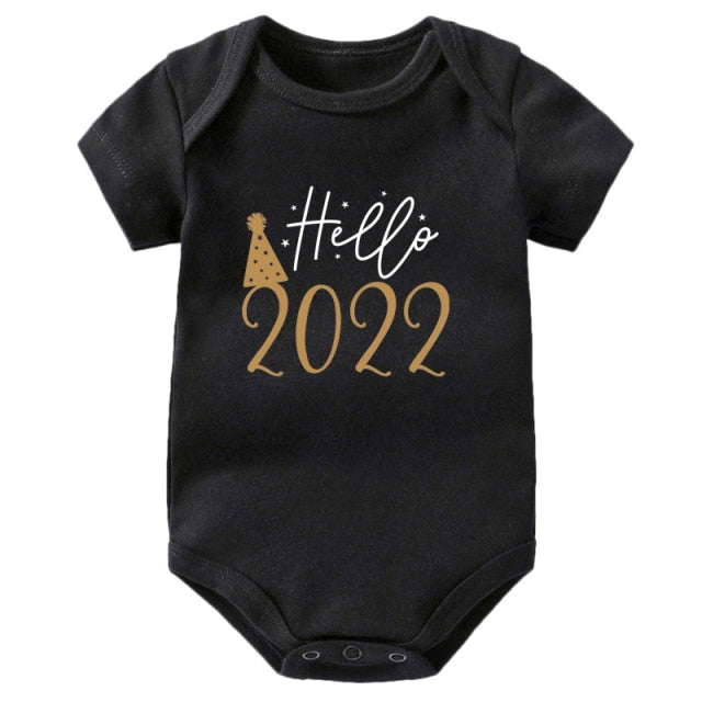 Newborn Baby Bodysuit Hello 2022 Print Cotton Short Sleeve Infant Romper