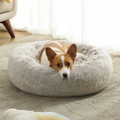 Soft Winter Warm Long Plush Donut Pet Bed