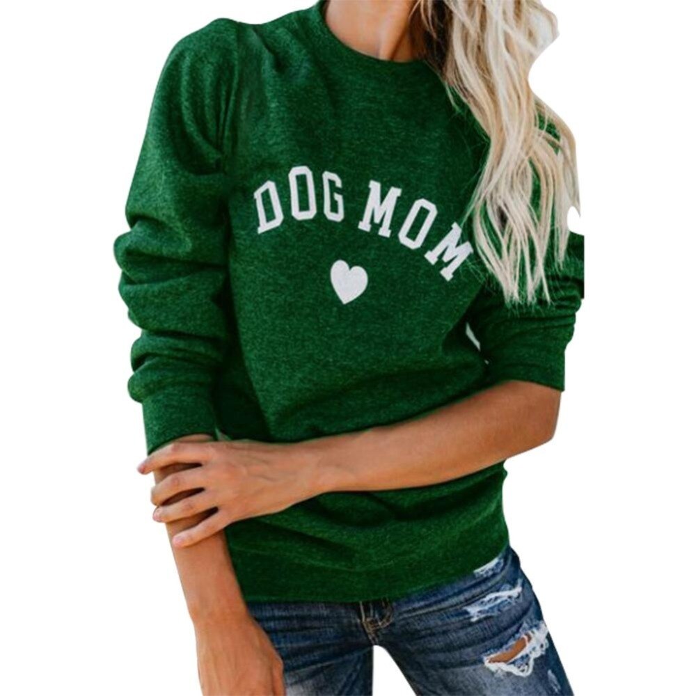 DOG MOM Funny Letter Print Sweatshirt