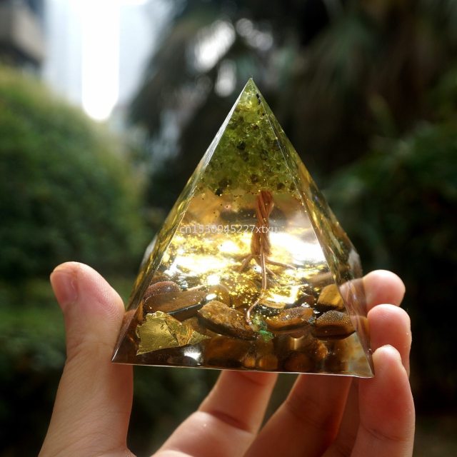 Tree of Life Orgonite Pyramid Mold Amethyst Peridot Healing Crystal