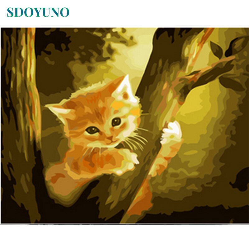 SDOYUNO 50x65cm DIY Frameless oil Painting By Numbers Animals Cat Room Decoration Paint By Numbers For Home Decor Unique Gift