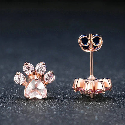 ROSE GOLD PAW EARRINGS