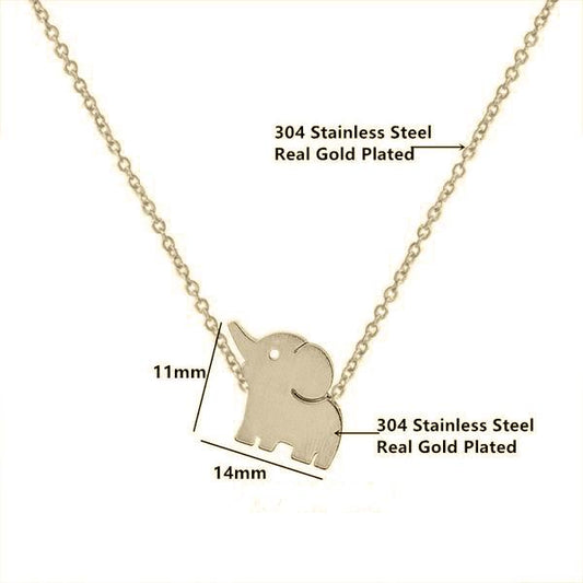 Cute Baby Elephant Necklace/304 Stainless Steel/Real Gold Plated