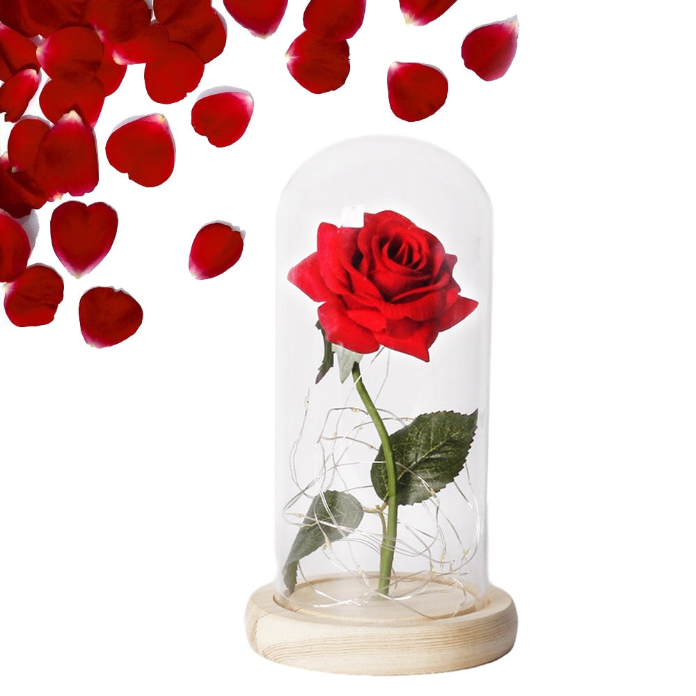 Beauty And The Beast Rose In LED Glass