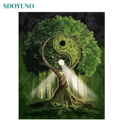 Four Seasons Tree 60x75cm DIY Framed Painting By Numbers For Adults Room Decoration Home Decor Numbers Painting Gift