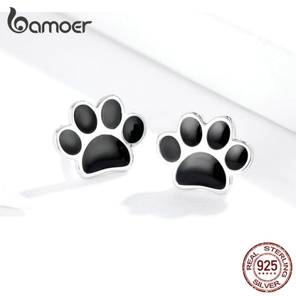 Sterling Silver Paw Stud Earrings