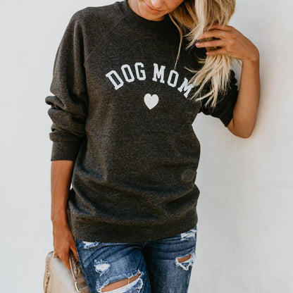 DOG MOM Funny Letter Print Sweatshirt