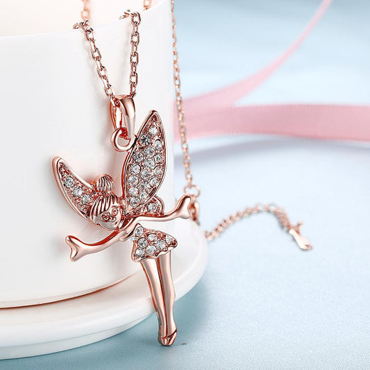 Tinkerbell Classic Necklace Embellished with  Crystals in 18K Rose Gold Plated