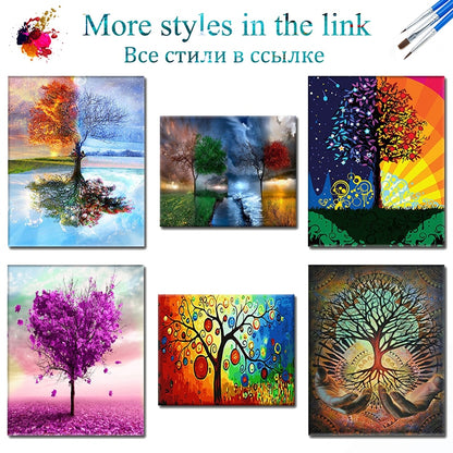 Four Seasons Tree 60x75cm DIY Framed Painting By Numbers For Adults Room Decoration Home Decor Numbers Painting Gift