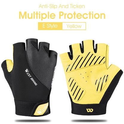 WEST BIKING Cycling Gloves Half Finger Anti Slip Shockproof Bike Gloves Gel Pad Summer Women Men Sports MTB Road Bicycle Gloves