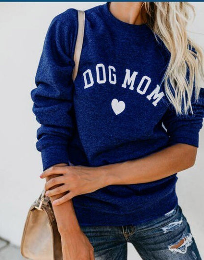 DOG MOM Funny Letter Print Sweatshirt