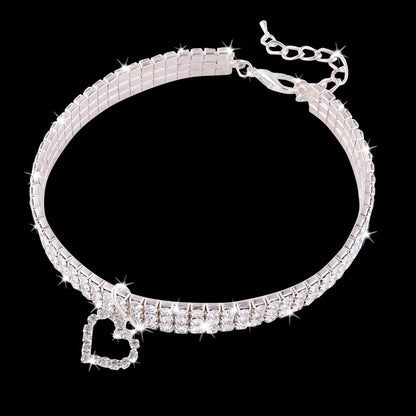 Heart-Shaped Rhinestone Dog or cat Collar