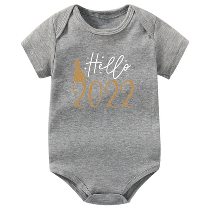 Newborn Baby Bodysuit Hello 2022 Print Cotton Short Sleeve Infant Romper