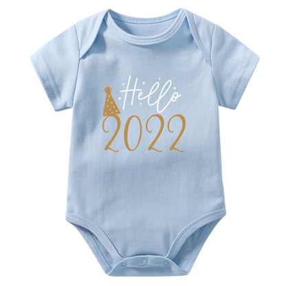 Newborn Baby Bodysuit Hello 2022 Print Cotton Short Sleeve Infant Romper