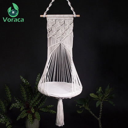 Cat Swing Bed Cage Boho Style Handmade Hanging Sleep Chair Seats Tassel CatsToy Cotton Rope Macrame Tassel House Pets Supplies