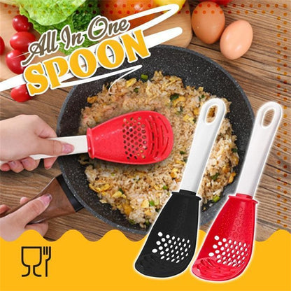 New Multifunctional Kitchen Cooking Spoon Heat-resistant Hanging Hole Innovative Potato Garlic Press Colander