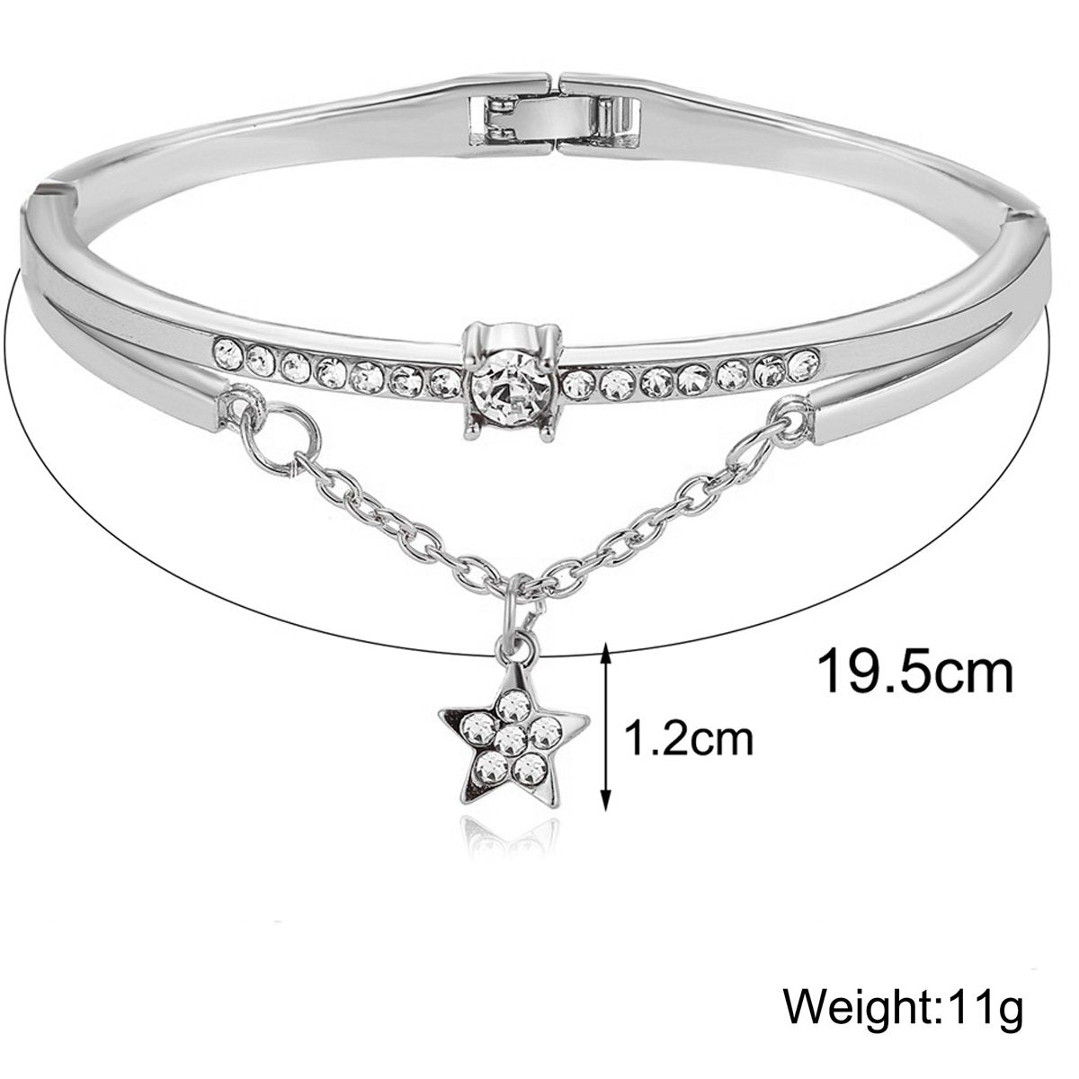 Star Drop With Austrian Crystals 18K White Gold Plated Bracelet ITALY Made