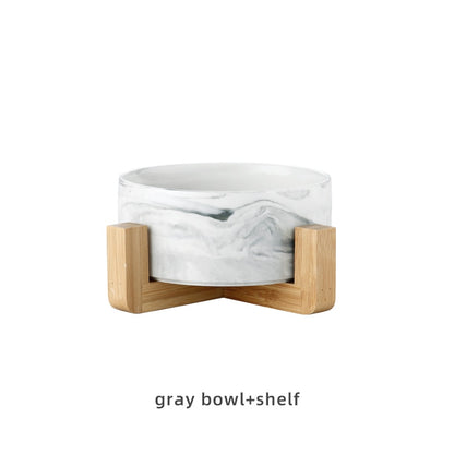 Marbling Ceramic Double Bowl For Pet