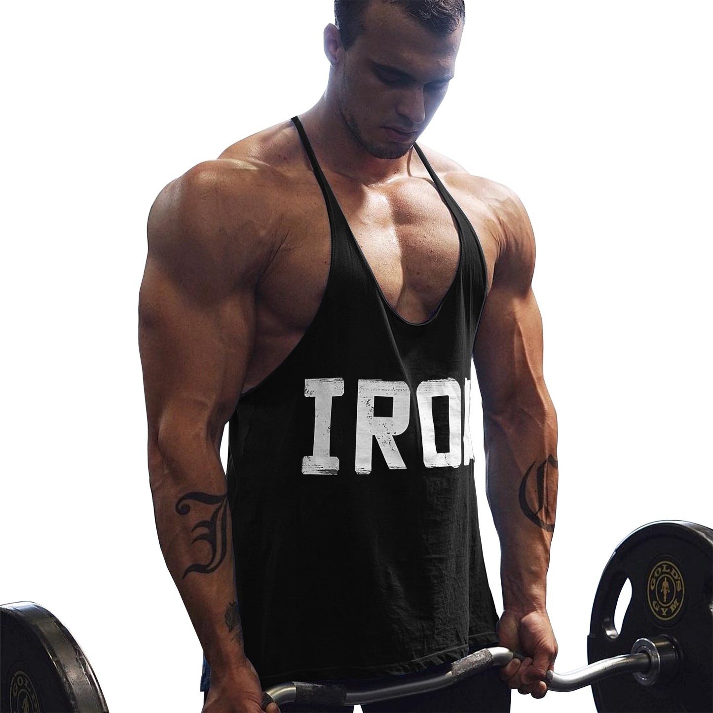 Men's Athletic Printed Gym Workout Bodybuilding Tank Tops  Y Back Fitness Lightweight Strap Muscle Fit Stringer Extreme Tee