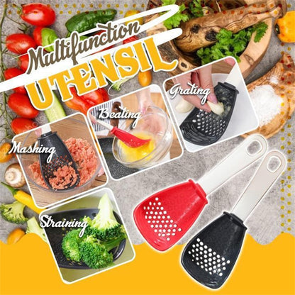 New Multifunctional Kitchen Cooking Spoon Heat-resistant Hanging Hole Innovative Potato Garlic Press Colander