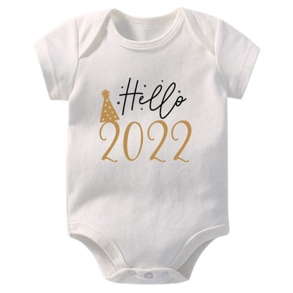 Newborn Baby Bodysuit Hello 2022 Print Cotton Short Sleeve Infant Romper