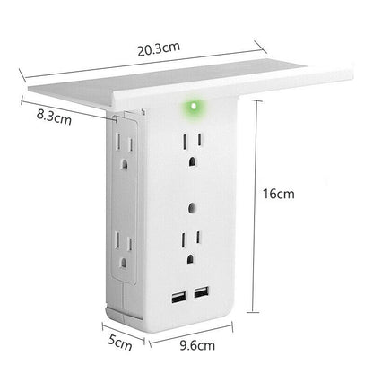 US 8 Port Electrical Socket Shelf Home Wall Outlet Surge Protector Washroom Multifunctional Socket With Shelf