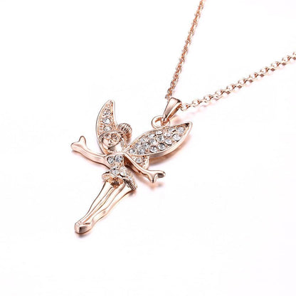 Tinkerbell Classic Necklace Embellished with  Crystals in 18K Rose Gold Plated