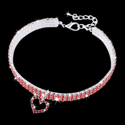 Heart-Shaped Rhinestone Dog or cat Collar