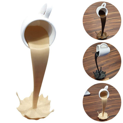 25cm Floating Spilling Coffee Cup Sculpture Kitchen Decor Spilling Magic Pouring Splash