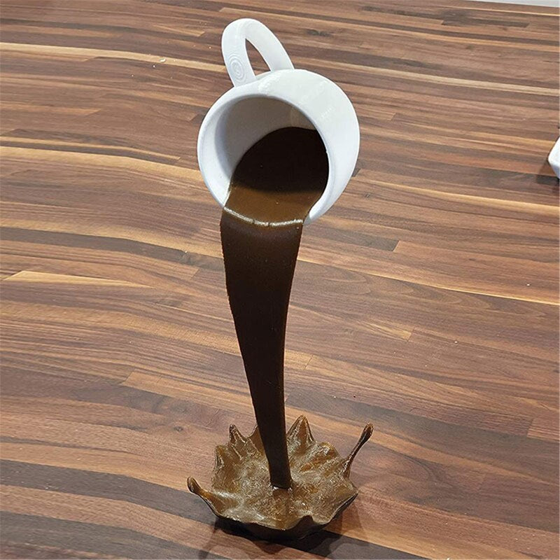 25cm Floating Spilling Coffee Cup Sculpture Kitchen Decor Spilling Magic Pouring Splash