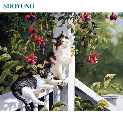 SDOYUNO 50x65cm DIY Frameless oil Painting By Numbers Animals Cat Room Decoration Paint By Numbers For Home Decor Unique Gift