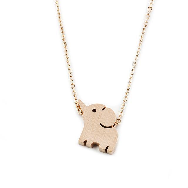 Cute Baby Elephant Necklace/304 Stainless Steel/Real Gold Plated