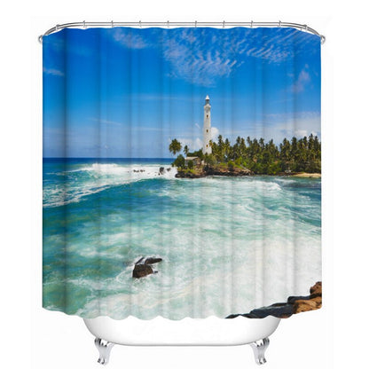 Ocean Beach Shell Sea Turtle Elephant Shower Curtain 3D Waterproof Curtains Bathroom Pedestal Rug Lid Toilet Cover Bath Mat Set