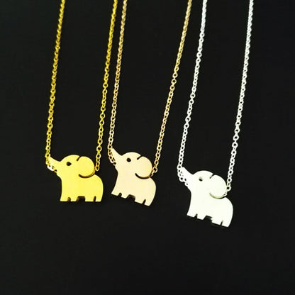 Cute Baby Elephant Necklace/304 Stainless Steel/Real Gold Plated