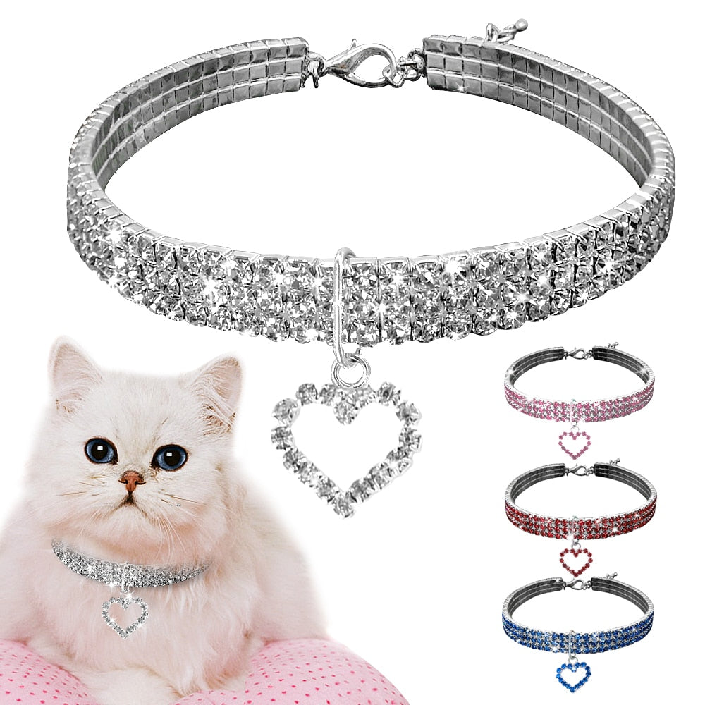 Heart-Shaped Rhinestone Dog or cat Collar