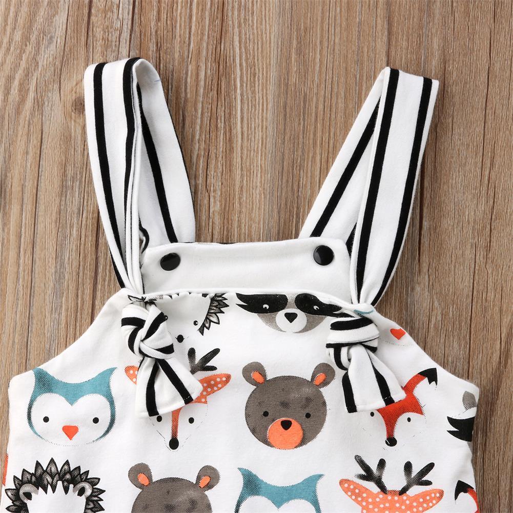 0-24M Summer Newborn Baby Girl Boys Strappy Romper Jumpsuit Bodysuit Sleeveless Clothes Cartoon Animals Print Sunsuit