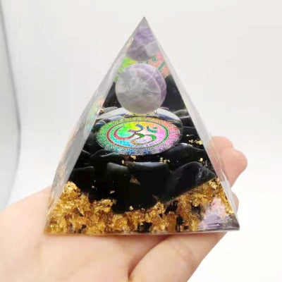 Tree of Life Orgonite Pyramid Mold Amethyst Peridot Healing Crystal