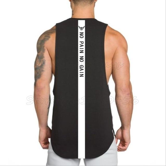 Summer new cotton men's sports bodybuilding fitness sleeveless vest casual behind the vest