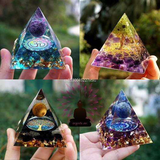 Tree of Life Orgonite Pyramid Mold Amethyst Peridot Healing Crystal