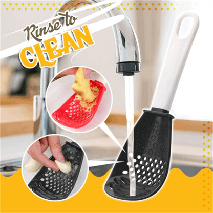 New Multifunctional Kitchen Cooking Spoon Heat-resistant Hanging Hole Innovative Potato Garlic Press Colander