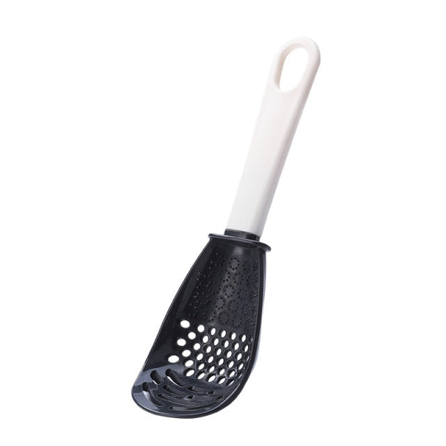 New Multifunctional Kitchen Cooking Spoon Heat-resistant Hanging Hole Innovative Potato Garlic Press Colander