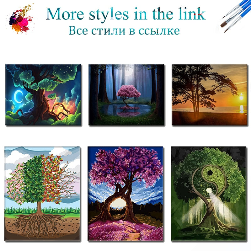 Four Seasons Tree 60x75cm DIY Framed Painting By Numbers For Adults Room Decoration Home Decor Numbers Painting Gift