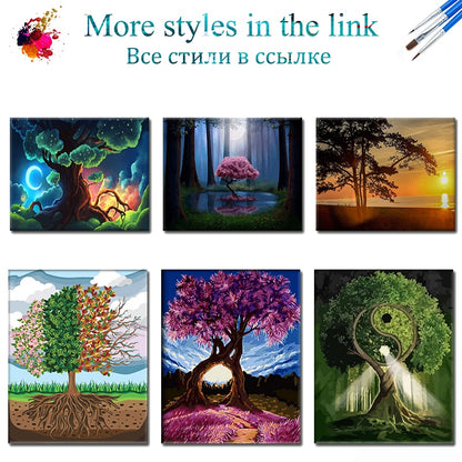 Four Seasons Tree 60x75cm DIY Framed Painting By Numbers For Adults Room Decoration Home Decor Numbers Painting Gift