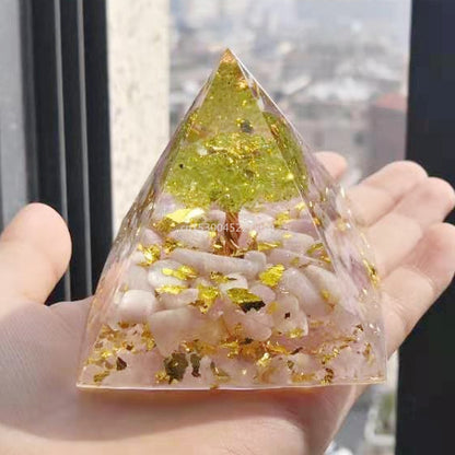 Tree of Life Orgonite Pyramid Mold Amethyst Peridot Healing Crystal