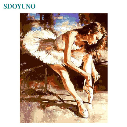 SDOYUNO Frame DIY Painting By Numbers Kits Abstract Dancer Figure Painting Oil Picture By Numbers Acrylic Paint For Home Decor