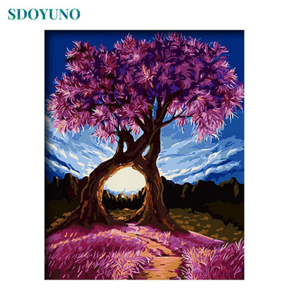 Four Seasons Tree 60x75cm DIY Framed Painting By Numbers For Adults Room Decoration Home Decor Numbers Painting Gift