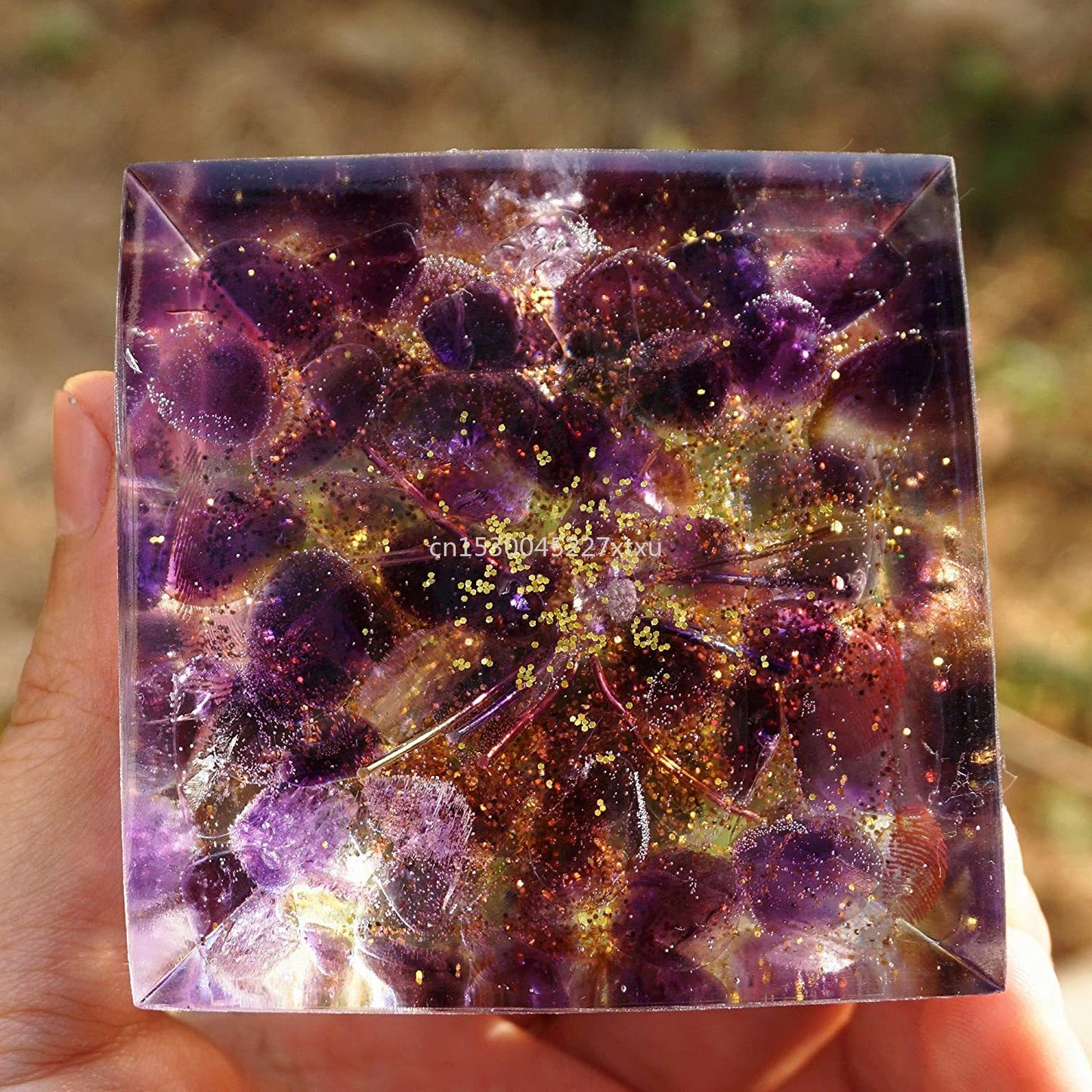 Tree of Life Orgonite Pyramid Mold Amethyst Peridot Healing Crystal